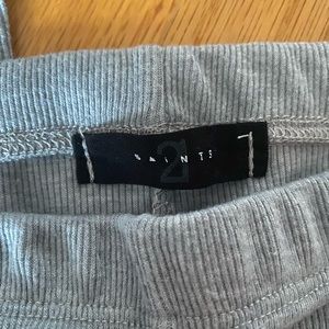 Grey Ribbed Flare Leggings